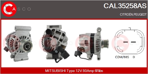 CASCO Generator cal35258as for MITSUBISHI CITROËN/PEUGEOT
