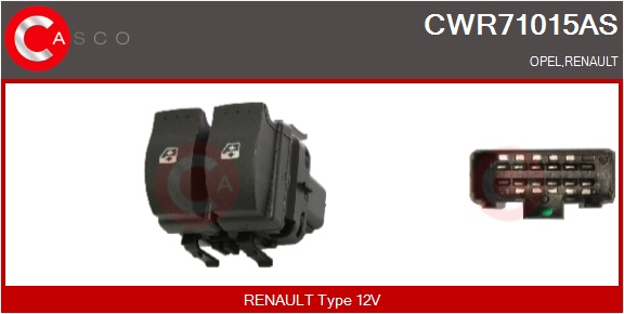 CASCO Kontakt, rudehejs cwr71015as i førerside for OPEL RENAULT