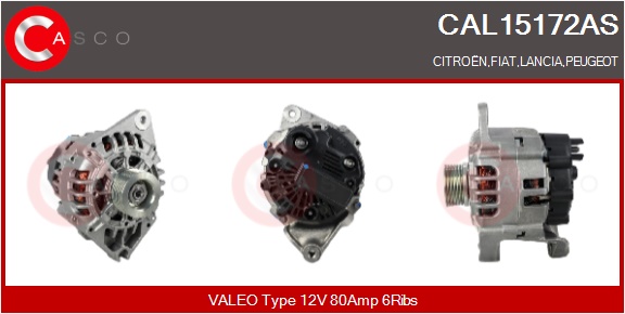 CASCO Generator cal15172as for FIAT CITROËN/PEUGEOT MITSUBISHI