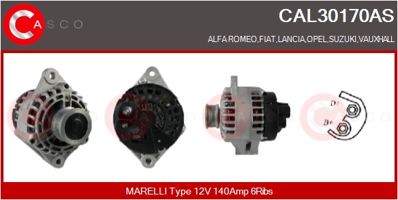 CASCO Generator cal30170as for FIAT SUZUKI