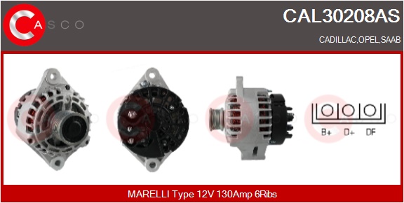 CASCO Generator cal30208as for GENERAL MOTORS OPEL
