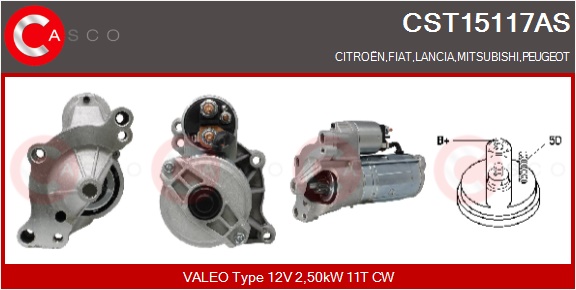 CASCO Starter cst15117as for OPEL MITSUBISHI CITROËN/PEUGEOT