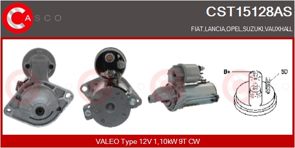 CASCO Starter cst15128as for OPEL FIAT GENERAL MOTORS NISSAN SUZUKI VAUXHALL