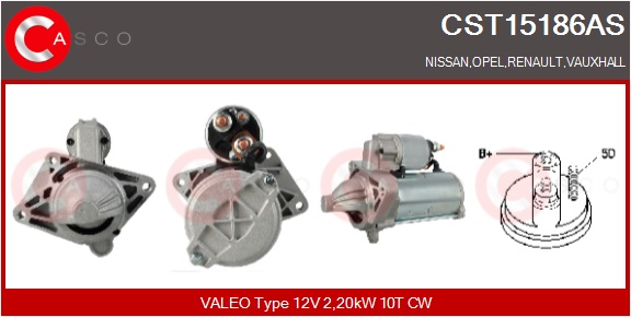 CASCO Starter cst15186as for OPEL GENERAL MOTORS NISSAN RENAULT