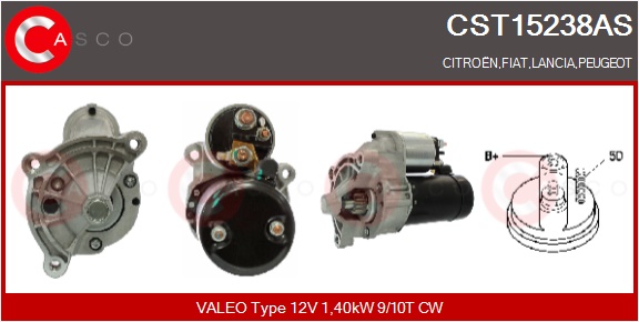 CASCO Starter cst15238as for FIAT CITROËN/PEUGEOT GENERAL MOTORS MITSUBISHI
