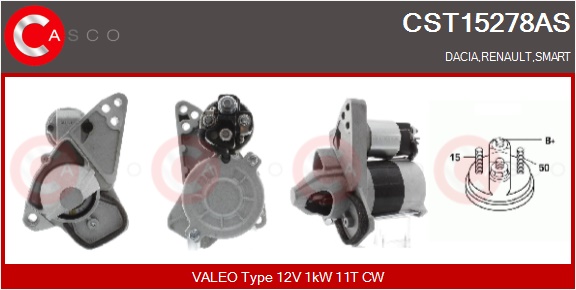 CASCO Starter cst15278as for RENAULT MERCEDES-BENZ GENERAL MOTORS DACIA
