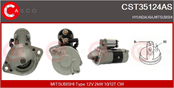 CASCO Starter cst35124as for HYUNDAI GENERAL MOTORS MITSUBISHI NISSAN