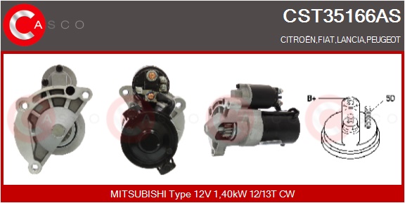 CASCO Starter cst35166as for FIAT CITROËN/PEUGEOT MITSUBISHI