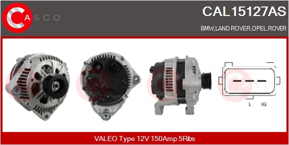 CASCO Generator cal15127as for GENERAL MOTORS OPEL BMW ROVER