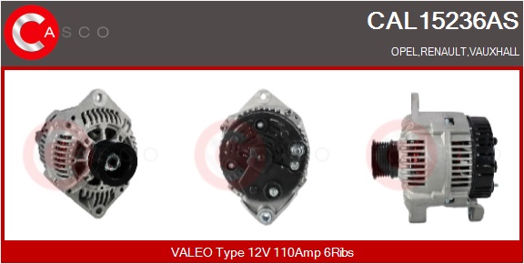 CASCO Generator cal15236as for GENERAL MOTORS MERCEDES-BENZ RENAULT ROVER