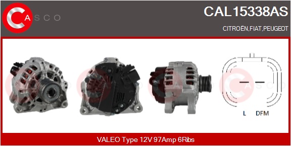 CASCO Generator cal15338as for FIAT CITROËN/PEUGEOT