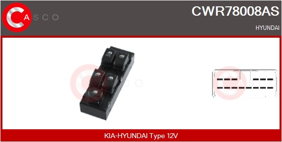 CASCO Kontakt, rudehejs cwr78008as i førerside for HYUNDAI