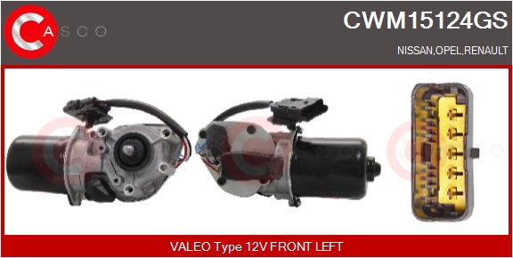 CASCO Viskermotor cwm15124gs foran for OPEL GENERAL MOTORS NISSAN RENAULT
