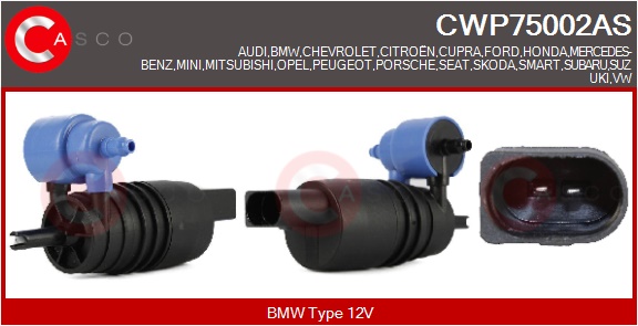CASCO Vandpumpe, rudevisker/vasker CWP75002AS for FORD GENERAL MOTORS BMW VAG MERCEDES-BENZ HONDA MITSUBISHI PORSCHE SUZUKI CITROËN/PEUGEOT