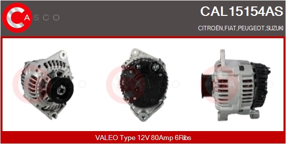 CASCO Generator cal15154as for FIAT CITROËN/PEUGEOT MITSUBISHI
