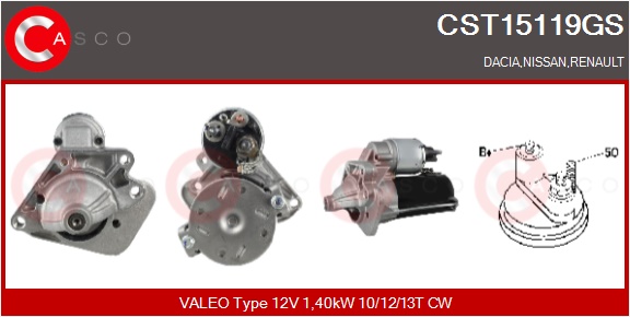 CASCO Starter cst15119gs for MERCEDES-BENZ MITSUBISHI RENAULT NISSAN