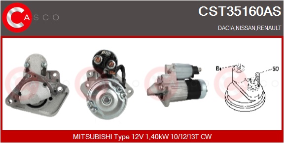 CASCO Starter cst35160as for RENAULT NISSAN MITSUBISHI MERCEDES-BENZ
