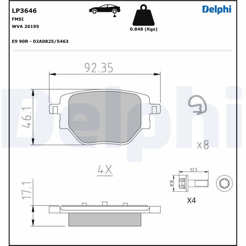 DELPHI Bremseklodser lp3646 for VAUXHALL JEEP