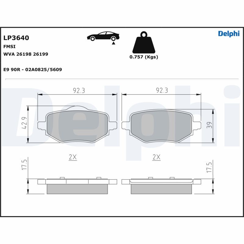DELPHI Bremseklodser lp3640 for VAUXHALL LANCIA
