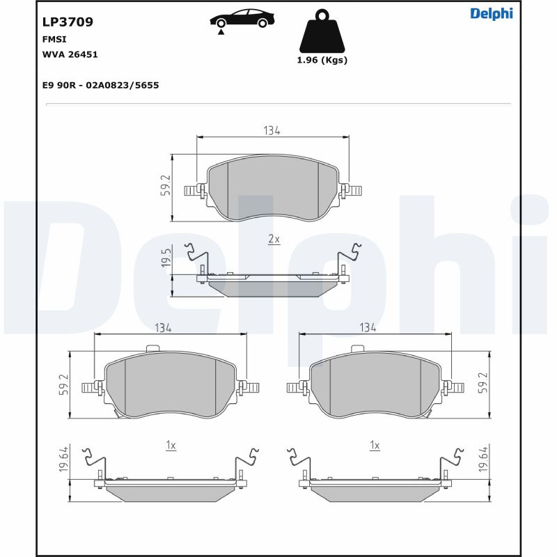 DELPHI Bremseklodser lp3709 for ABARTH