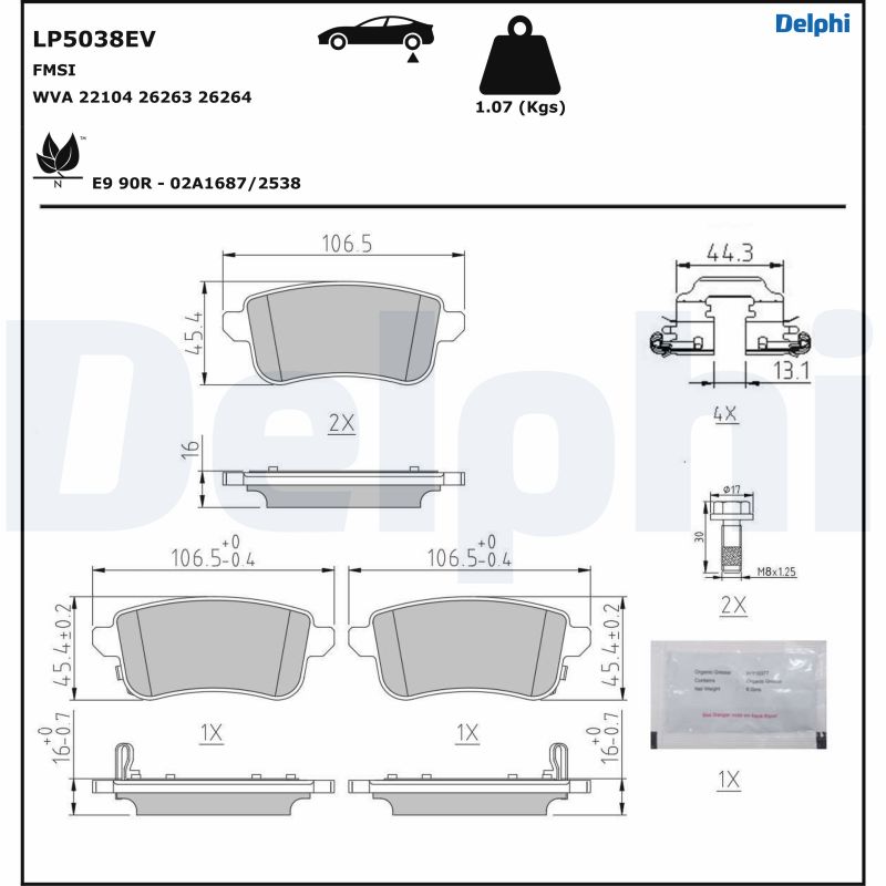 DELPHI Bremseklodser lp5038ev for RENAULT