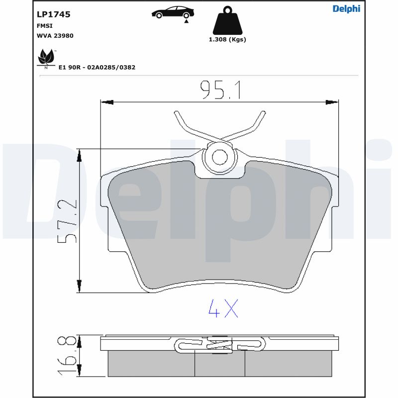 DELPHI Bremseklodser lp1745 for OPEL VAUXHALL VW NISSAN FIAT RENAULT