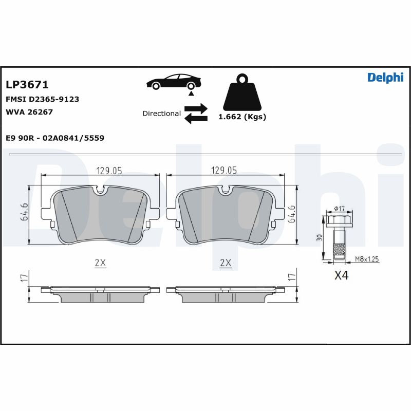 DELPHI Bremseklodser lp3671 for AUDI VW