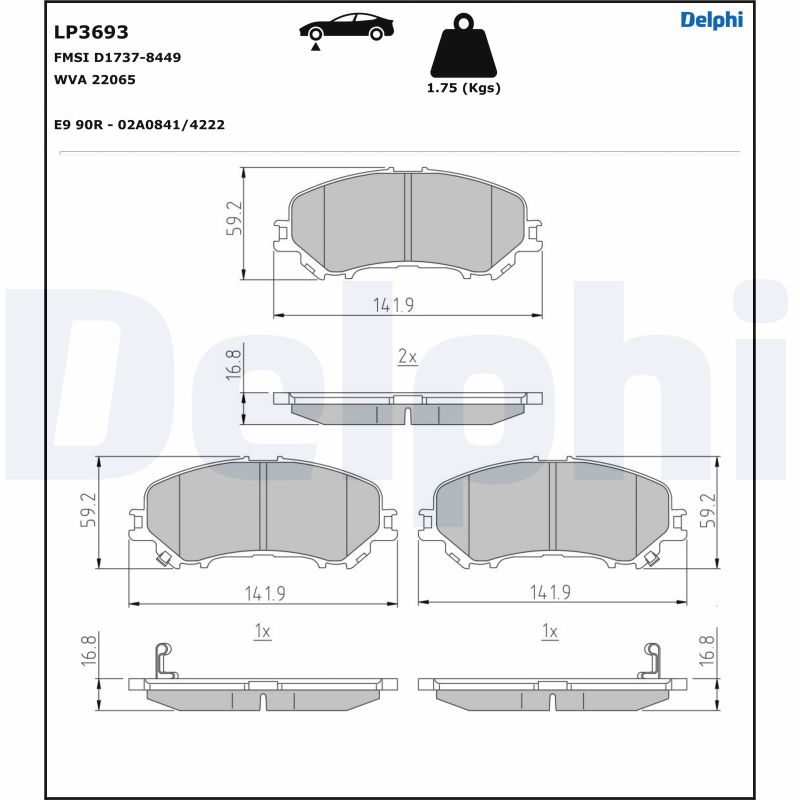 DELPHI Bremseklodser lp3693 for NISSAN RENAULT