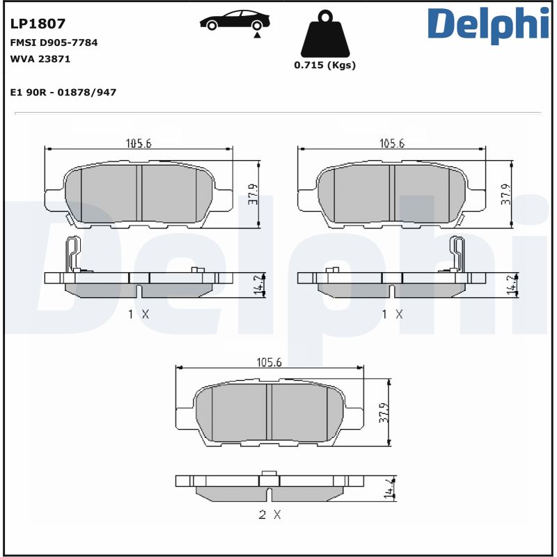 DELPHI Bremseklodser lp1807 for NISSAN INFINITI RENAULT SUZUKI