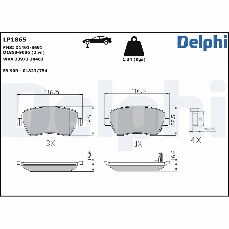 DELPHI Bremseklodser lp1865 for OPEL VAUXHALL NISSAN SUZUKI