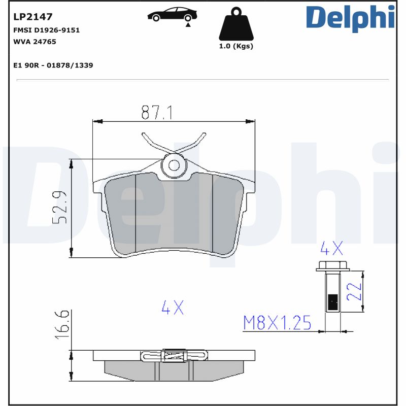 DELPHI Bremseklodser lp2147 for PEUGEOT