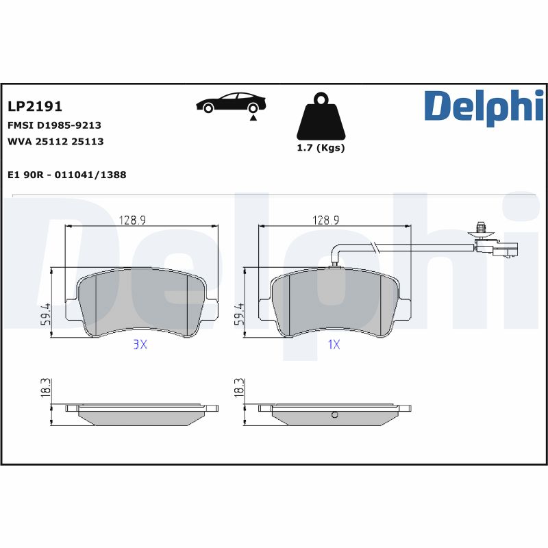 DELPHI Bremseklodser lp2191 for OPEL VAUXHALL CHEVROLET NISSAN RENAULT