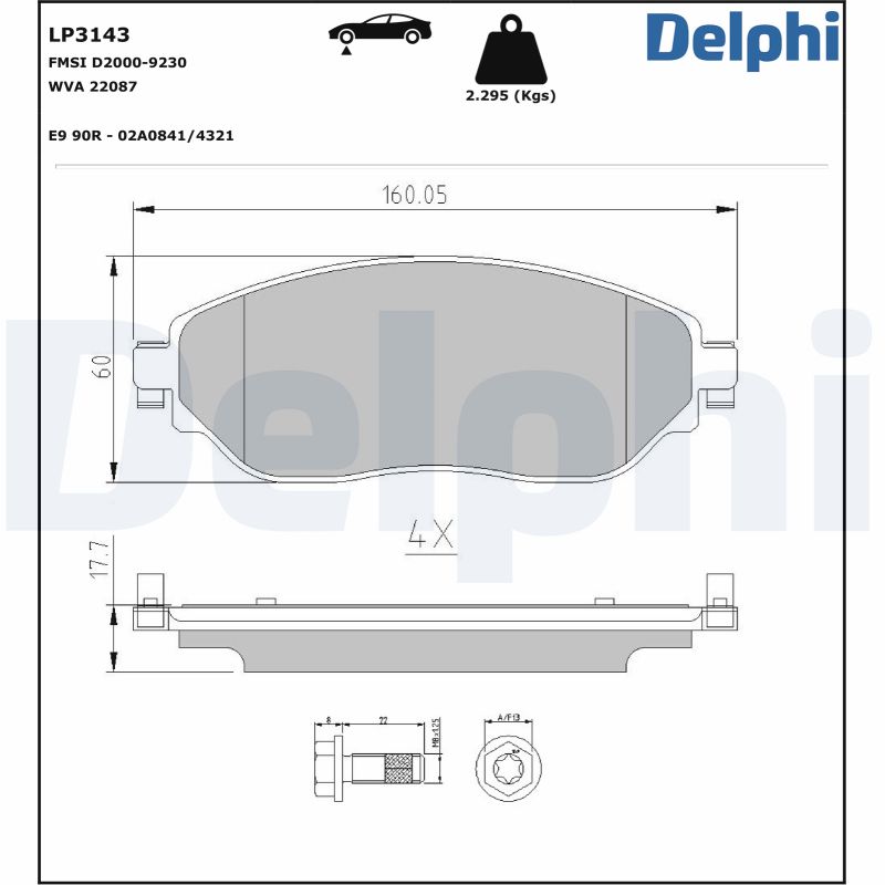 DELPHI Bremseklodser lp3143 for VAUXHALL OPEL FIAT NISSAN RENAULT