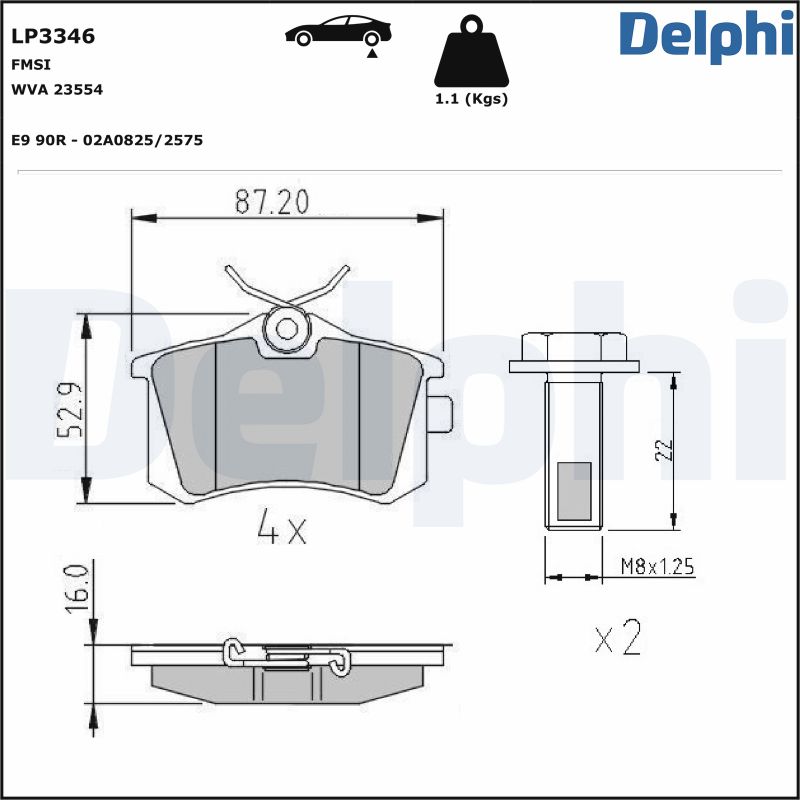 DELPHI Bremseklodser lp3346 for PEUGEOT VAUXHALL PEUGEOT (DF-PSA) CITROËN VW RENAULT VW (FAW) SKODA (SVW) VW (SVW)