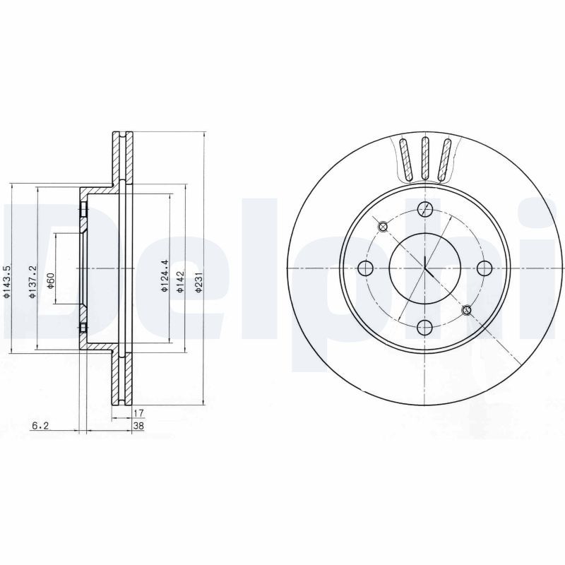 DELPHI Bremseskive bg4047 231mm 17mm for SUZUKI