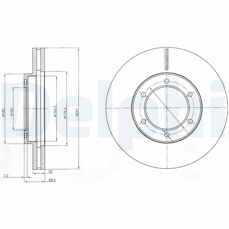 DELPHI Bremseskive bg4209 287mm 28mm for TOYOTA