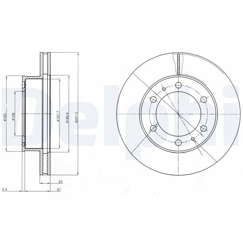 DELPHI Bremseskive bg4211c 297mm 25mm for TOYOTA