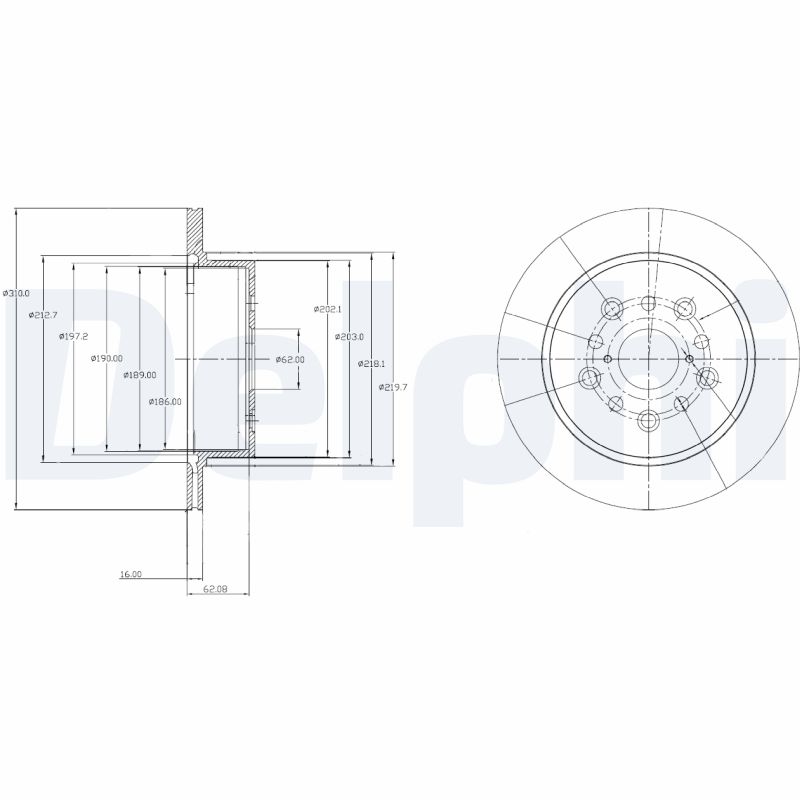 DELPHI Bremseskive bg4216 310mm 16mm for TOYOTA LEXUS