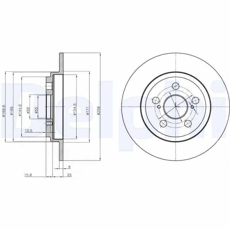 DELPHI Bremseskive bg4272 259mm 9mm for TOYOTA
