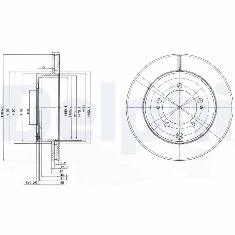 DELPHI Bremseskive bg9849 284mm 20mm for MITSUBISHI
