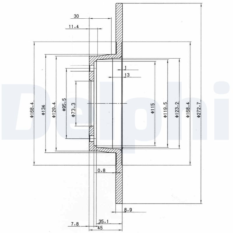 DELPHI Bremseskive bg2015 273mm 9mm for ROVER