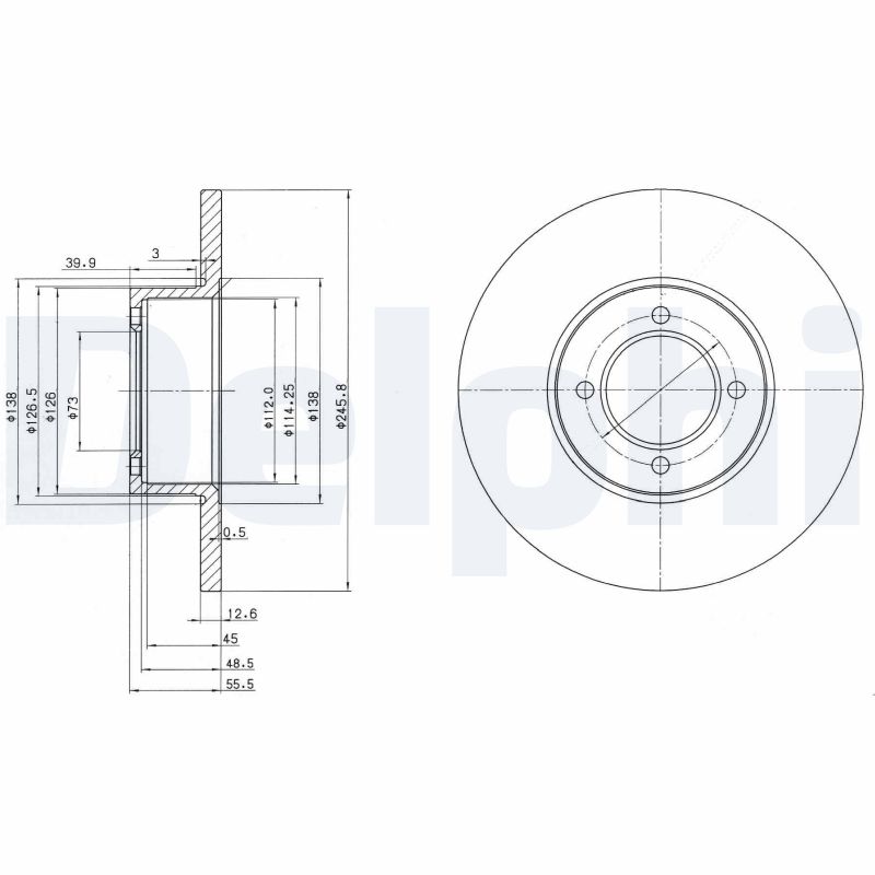 DELPHI Bremseskive bg2069 246mm 12,7mm for OPEL VAUXHALL