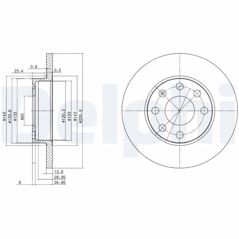 DELPHI Bremseskive bg2148 236mm 13mm for OPEL VAUXHALL GENERAL MOTORS PONTIAC