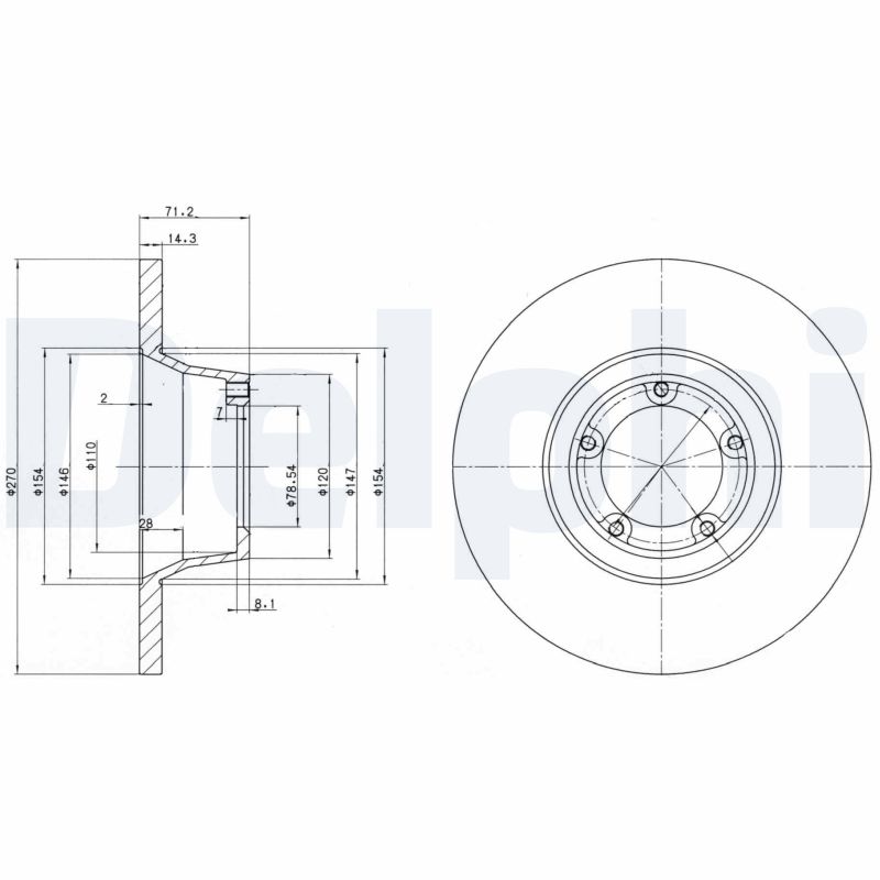 DELPHI Bremseskive bg2157 270mm 14mm for FORD