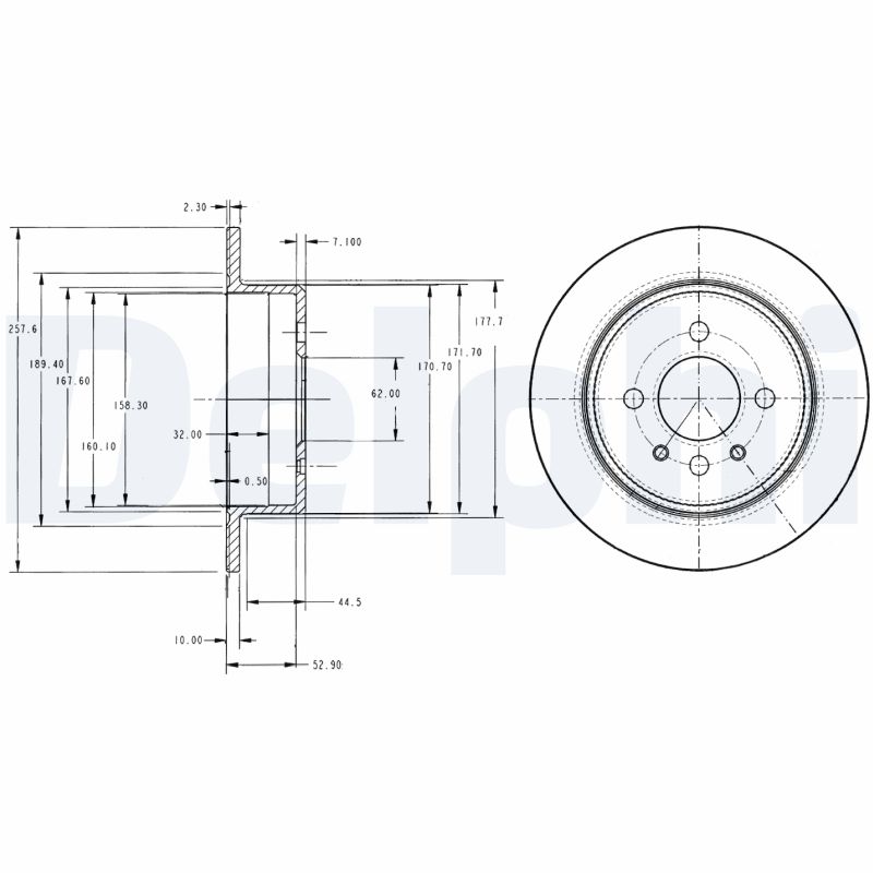 DELPHI Bremseskive bg2202 258mm 10mm for BMW