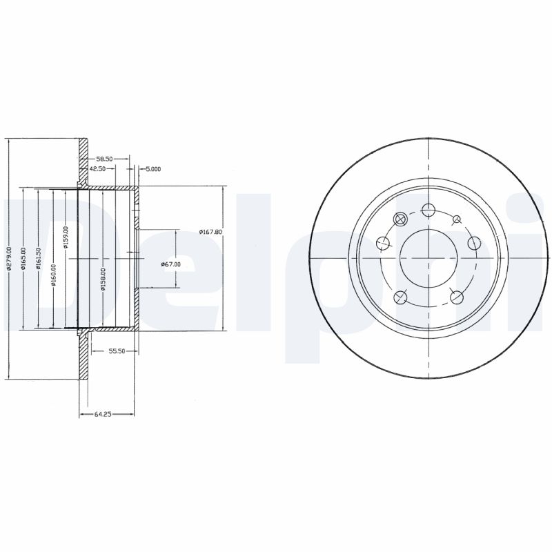 DELPHI Bremseskive bg2240 279mm 10mm for MERCEDES-BENZ