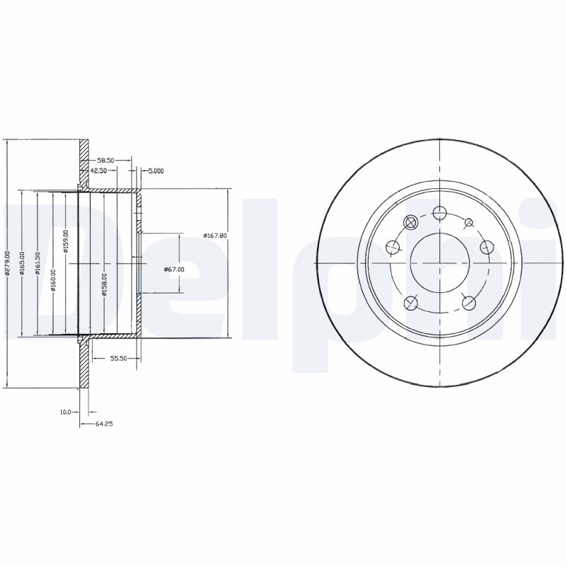 DELPHI Bremseskive bg2252 260mm 13mm for BMW