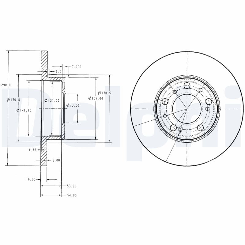DELPHI Bremseskive bg2257 290mm 16mm for PEUGEOT CITROËN TALBOT FIAT AUVERLAND