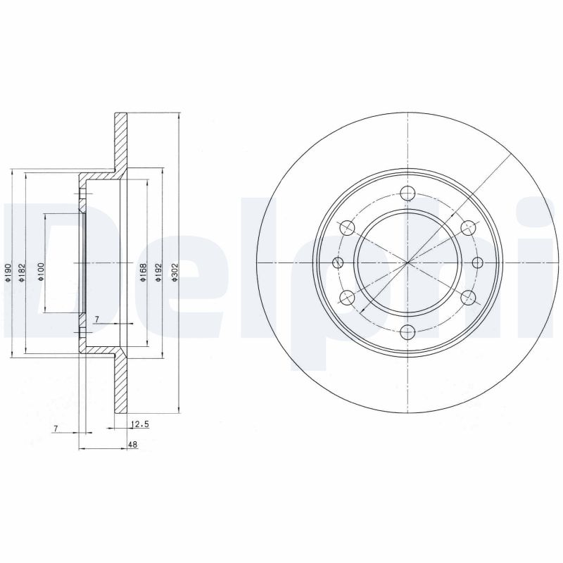 DELPHI Bremseskive bg2325 302mm 12mm for TOYOTA