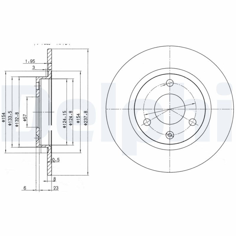 DELPHI Bremseskive bg2355 238mm 8mm for CITROËN PEUGEOT MEGA
